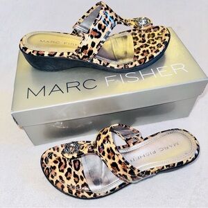 Marc Fisher Arianna Leopard Print wedge sandals - 8W